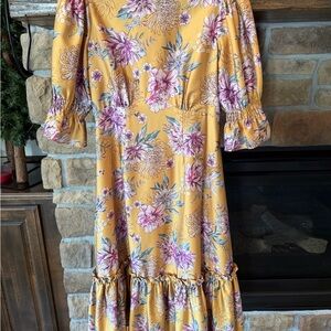 Monsoon Satin Floral Midi Dress